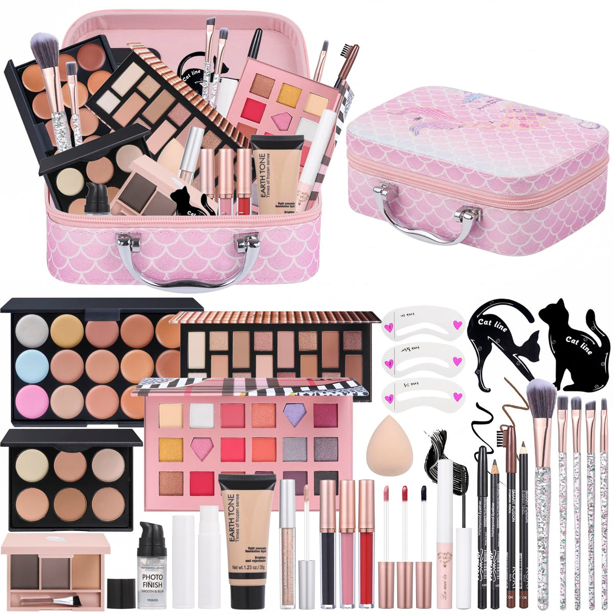 Moobirlet makeup kit for teens in travel case for on-the-go beauty routines.