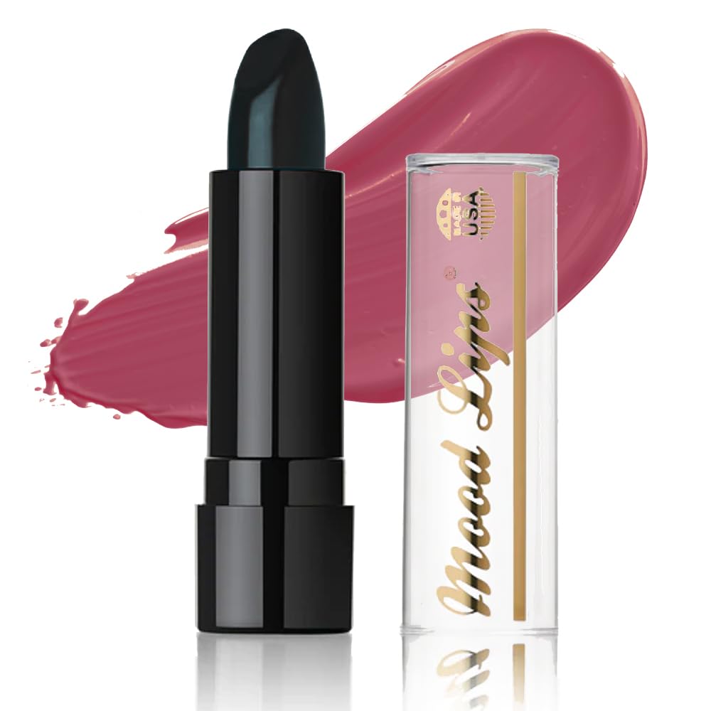 Mood Lips color-changing lipstick tube shows a personalized shade transformation