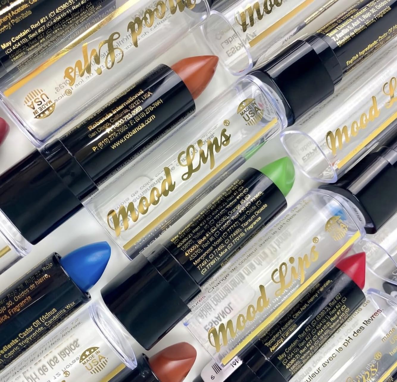 Mood Lips variety of shades includes purple, red, blue for any mood