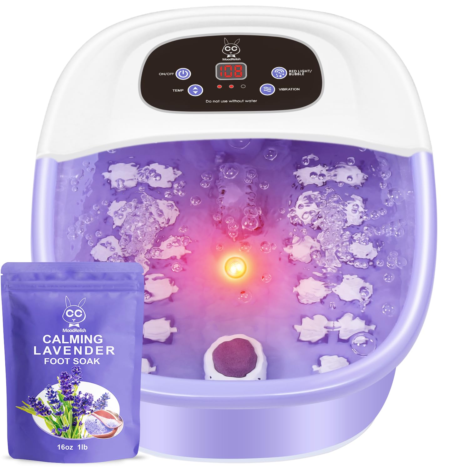 MoodRelish foot spa massager with heat and bubbles for soothing relaxation.