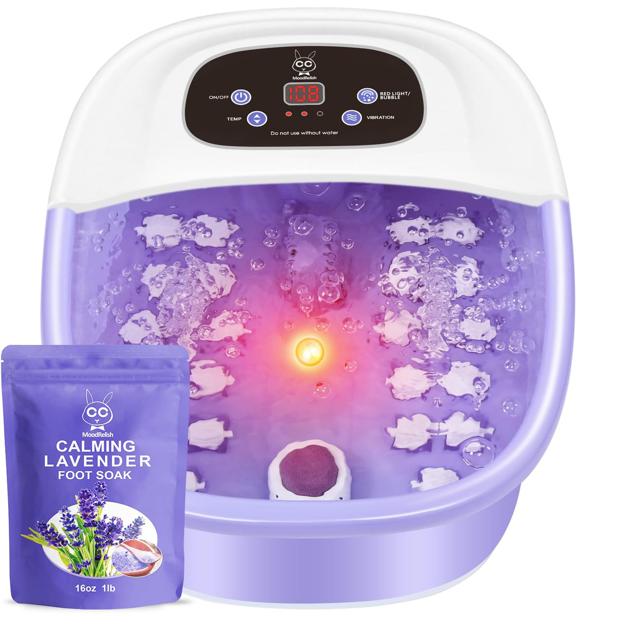 MoodRelish foot spa massager with heat and bubbles for soothing relaxation.