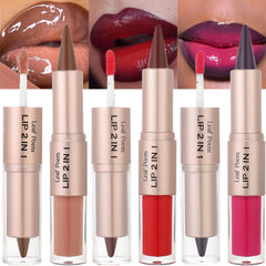 MooGlamor dual-ended lip liner and gloss for precise definition and glossy finish.