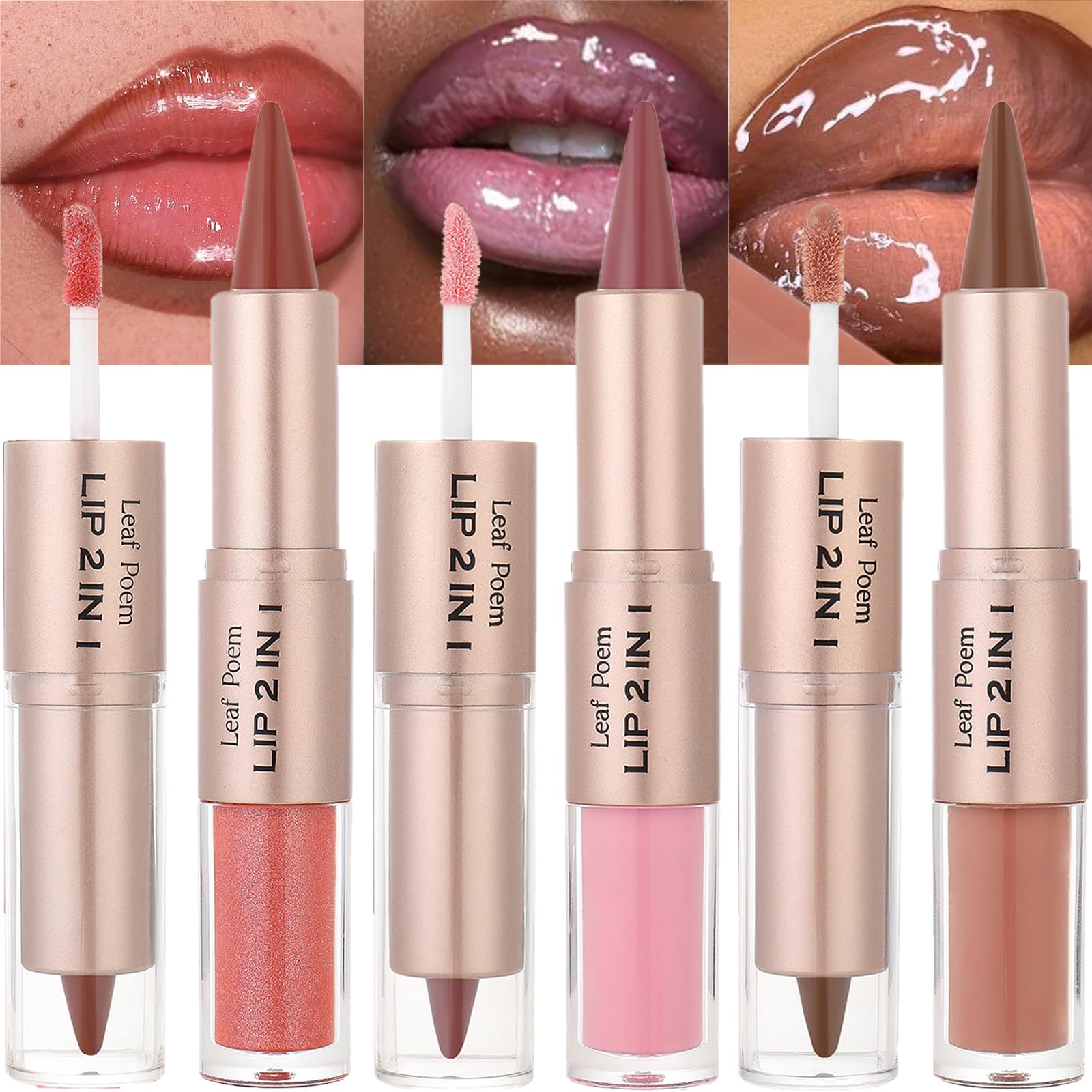 Mooglamor dual-ended lip liner and gloss set for precise definition and glossy finish