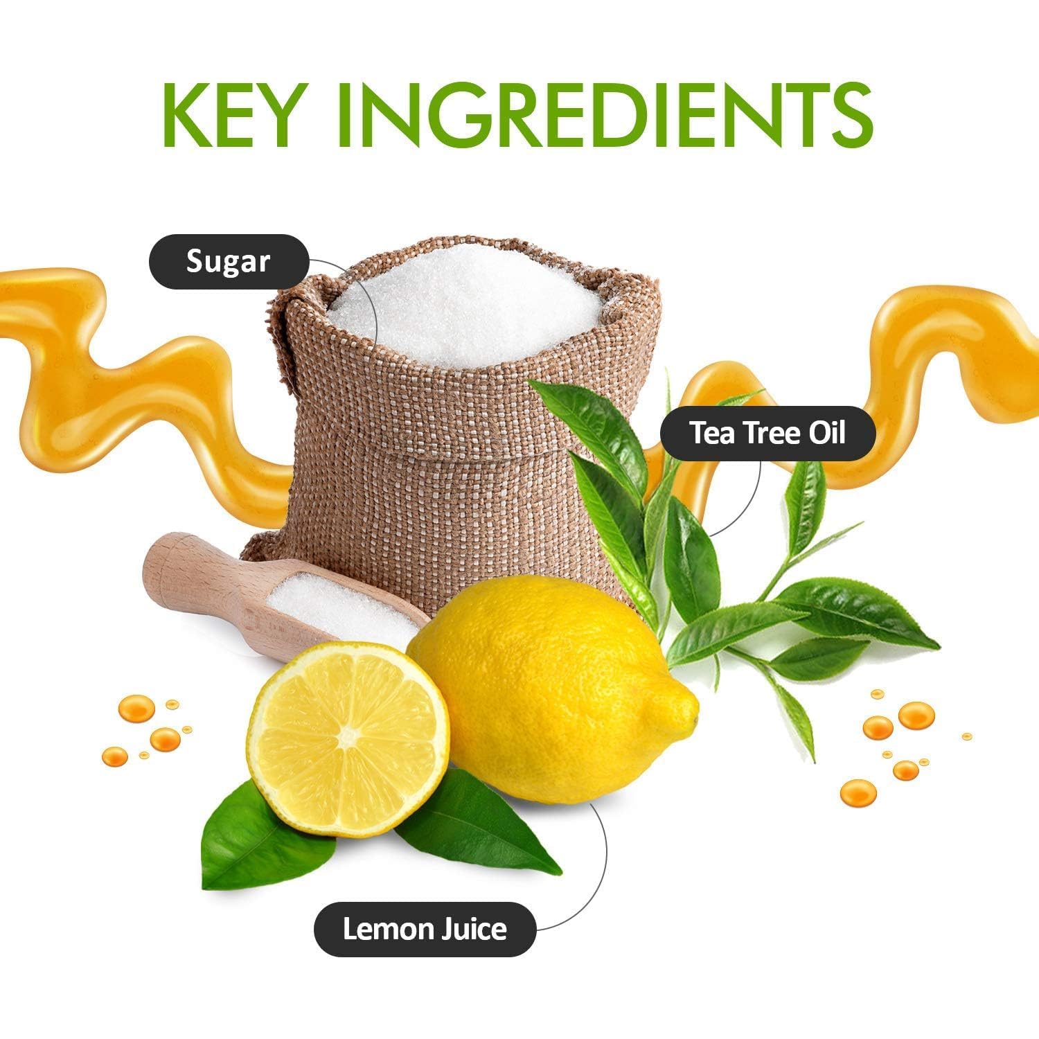 MOOM Sugar Pro natural ingredients label highlighting cane sugar chamomile lemon and aloe for skin friendly care