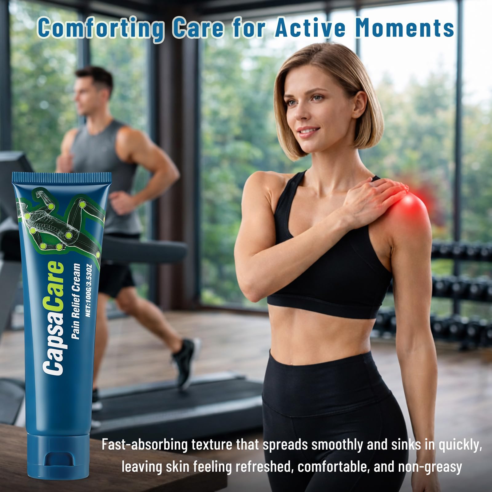 MOOMARTO CapsaCare suitable for applying on feet, legs, and back.