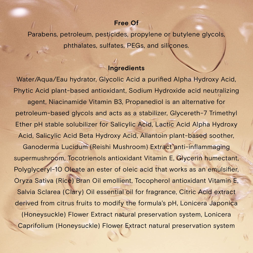 Moon Juice Acid Potion on skin application demonstrates calming exfoliation step