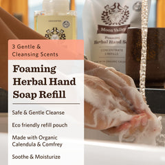 Moon Valley Organics mint lavender refill pouch, convenient three-times refills for your dispenser.