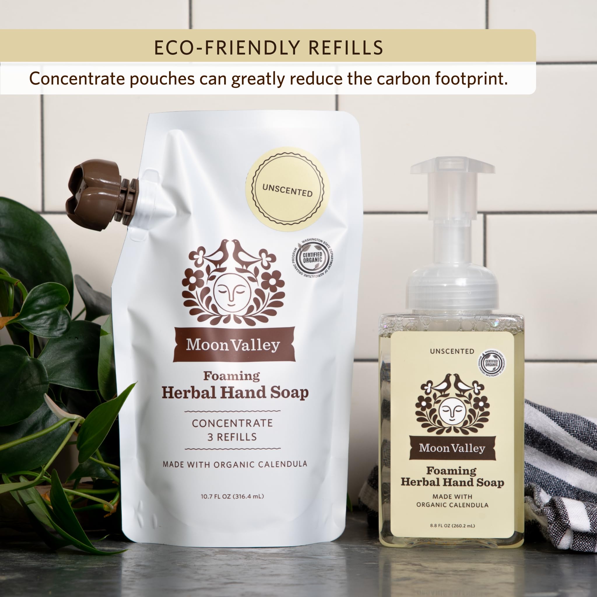 Moon Valley Organics two-pouch bundle supports multiple refills per dispenser.