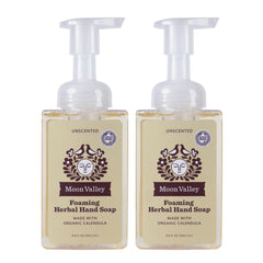 Moon Valley Organics foaming hand soap unscented two-pack bottle for gentle cleansing
