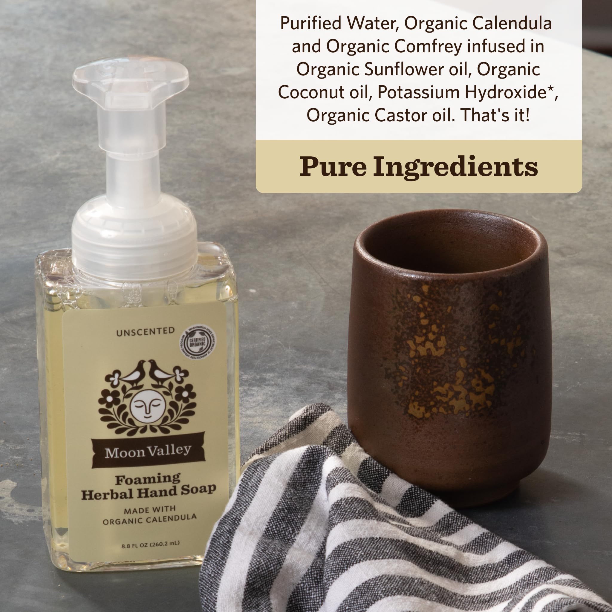 Unscented Moon Valley Organics bottle with recyclable packaging for eco-friendly use