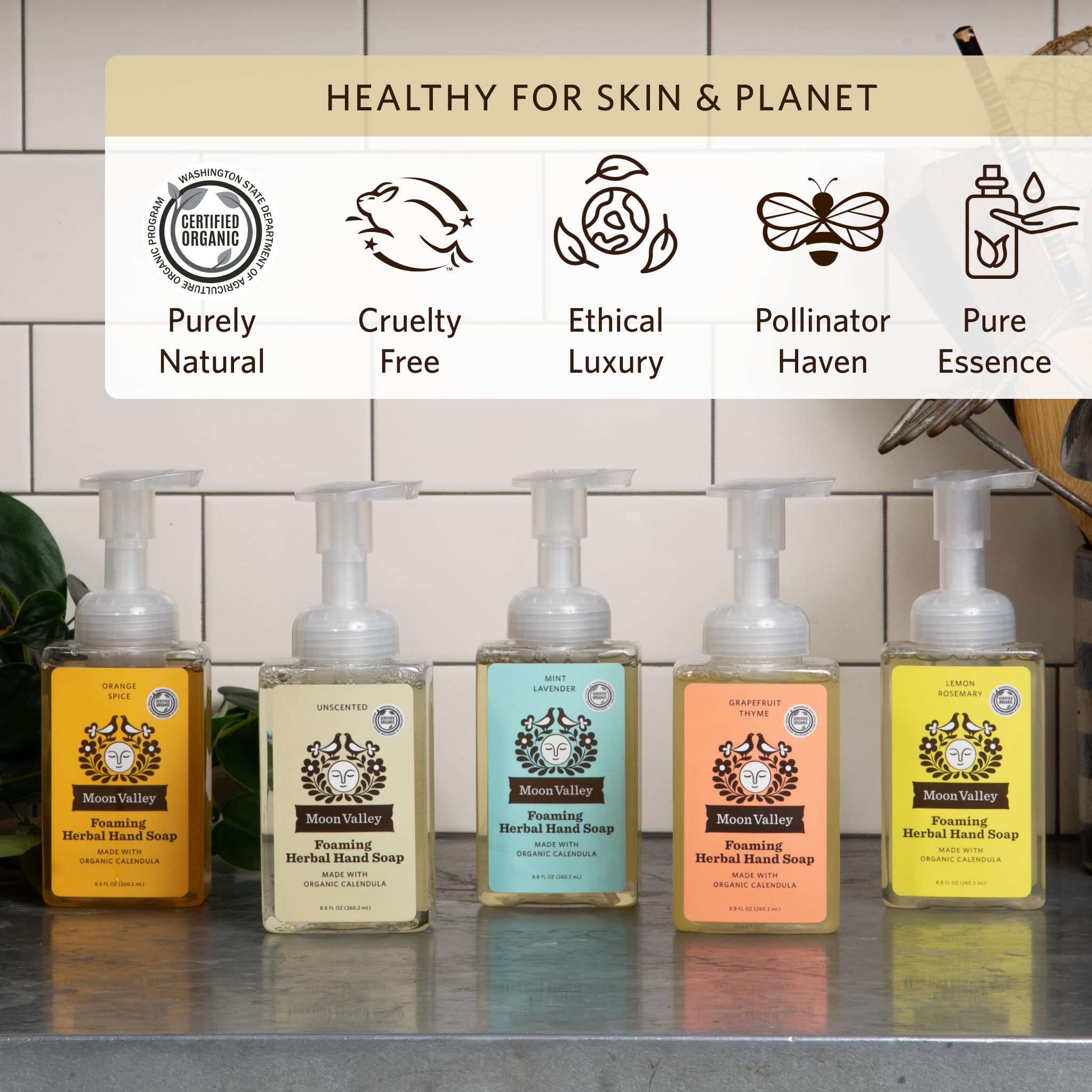 Vegan, non-GMO Moon Valley Organics packaging on display