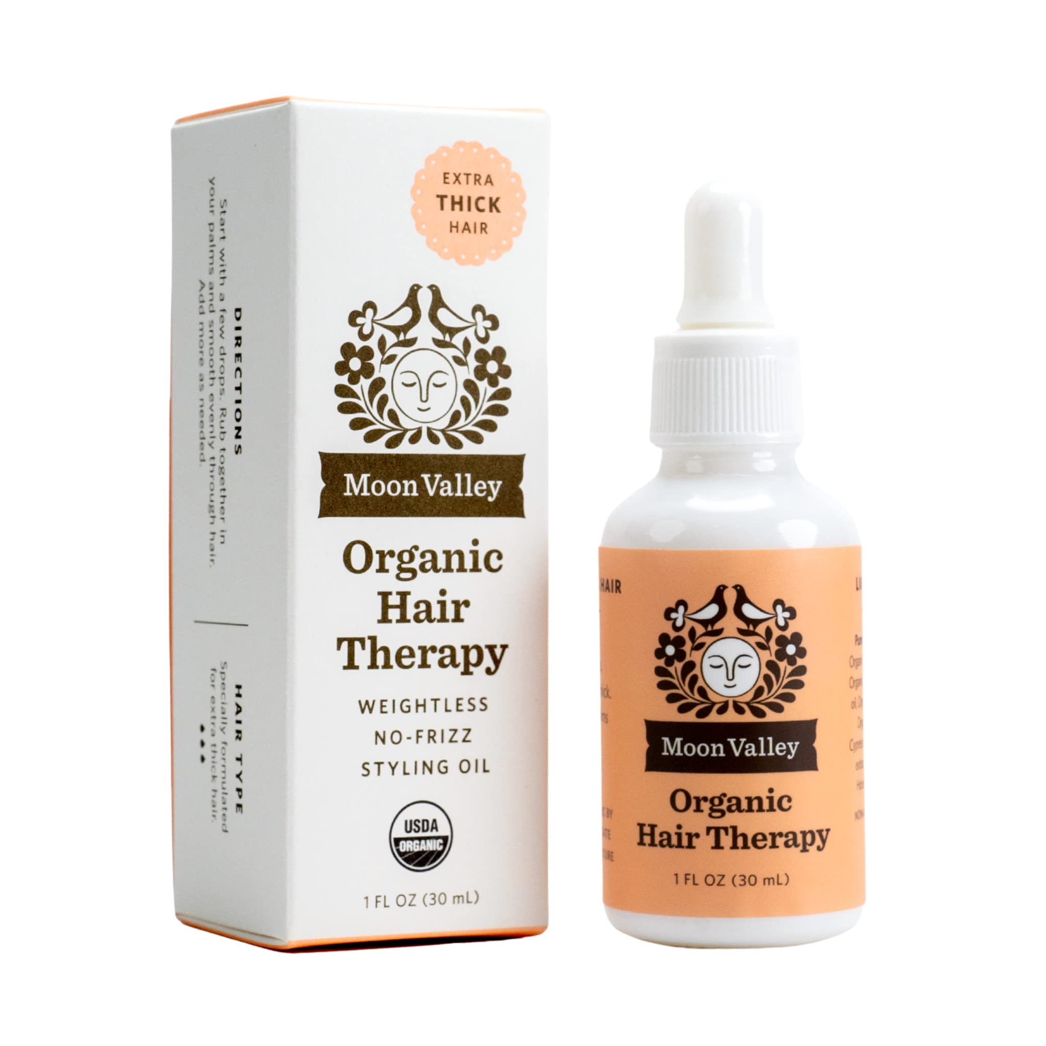 Moon Valley Organics Hair Therapy bottle front with MCT oil for hydration.