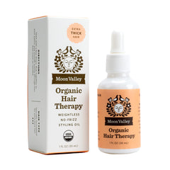 Moon Valley Organics Hair Therapy bottle front with MCT oil for hydration.