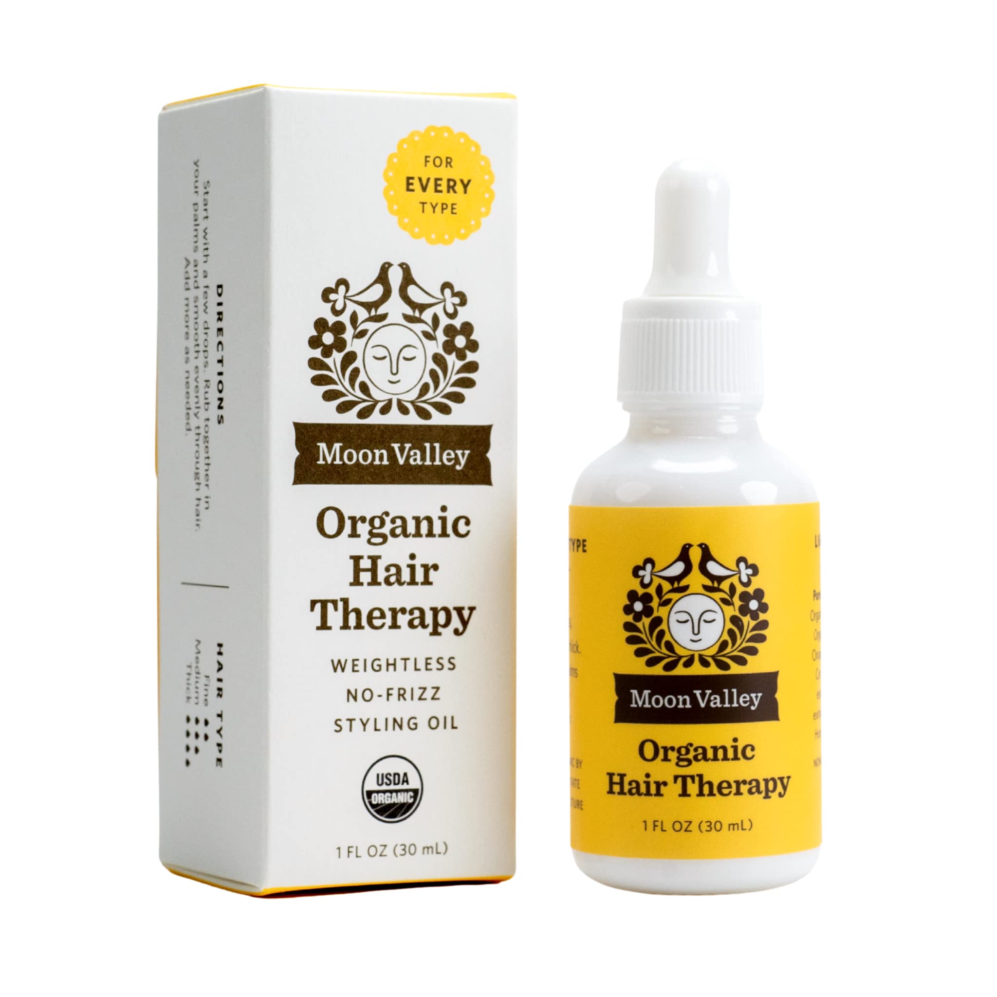 Moon Valley Organics Hair Therapy bottle front ready to nourish all hair types.
