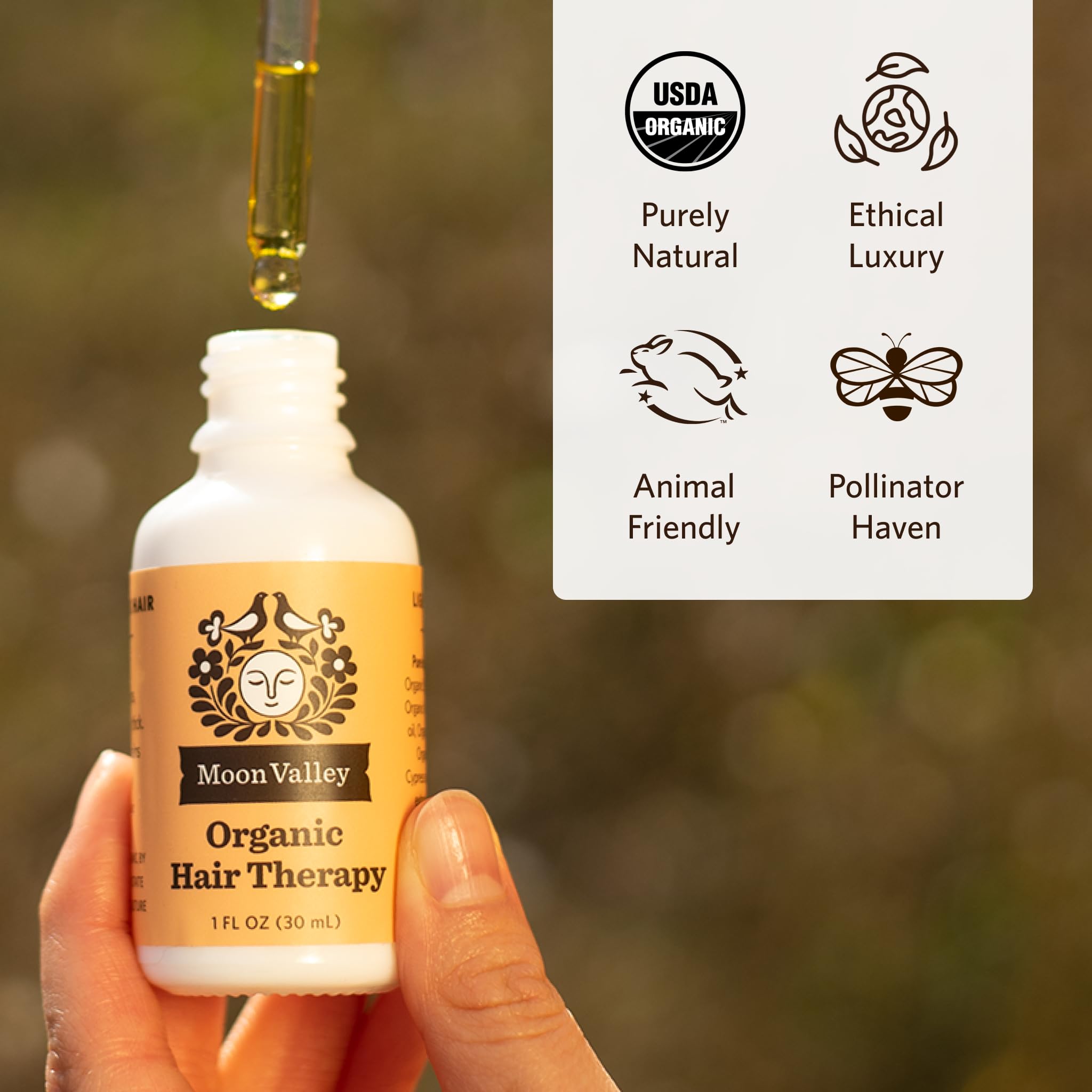 No-frizz finish achieved with Moon Valley Organics therapy.