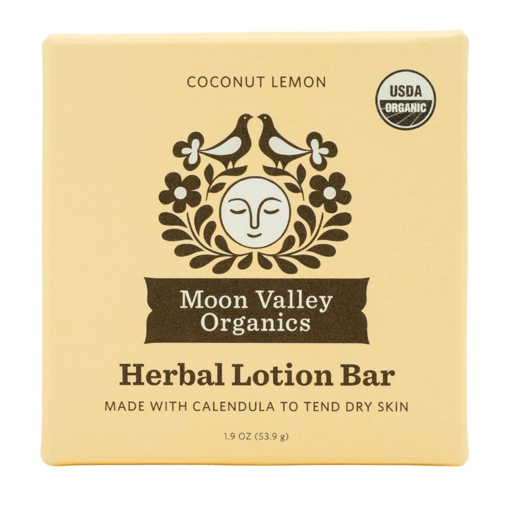Moon Valley Organics Moon Melt Bar coconut lemon texture nourishes dry skin.