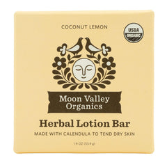 Moon Valley Organics Moon Melt Bar coconut lemon texture nourishes dry skin.