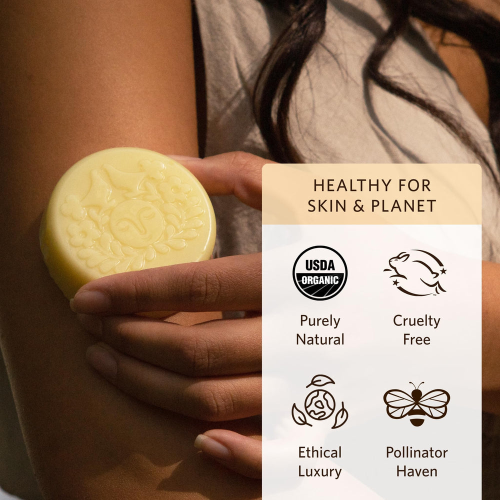 Moon Valley Organics Moon Melt Bar heat-activated melting on skin.