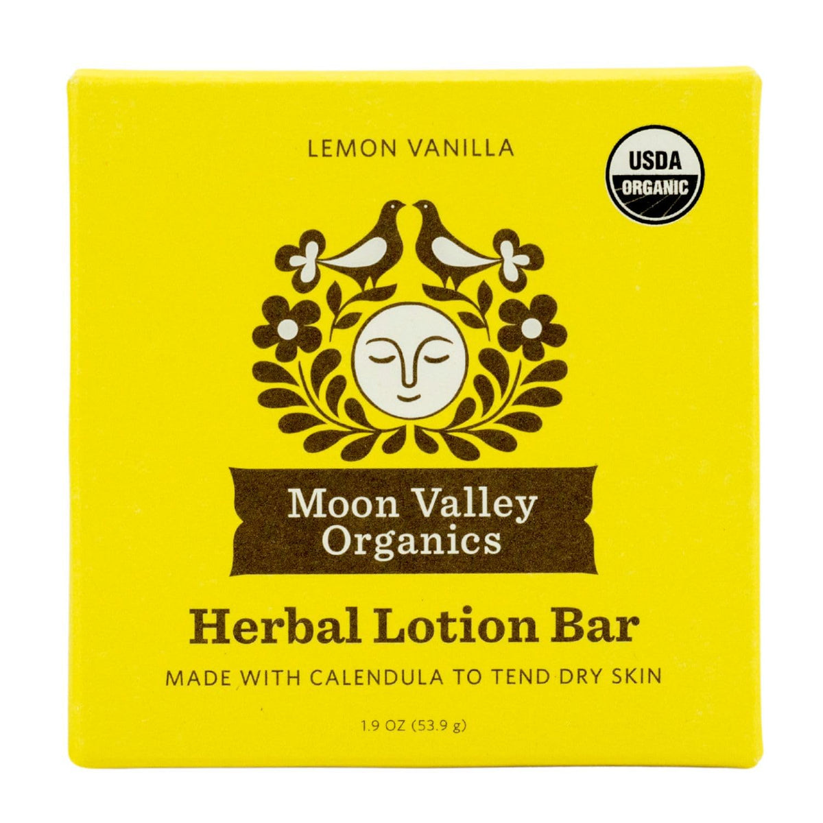 Moon Valley Organics Moon Melt Bar lemon vanilla melts on skin to hydrate.