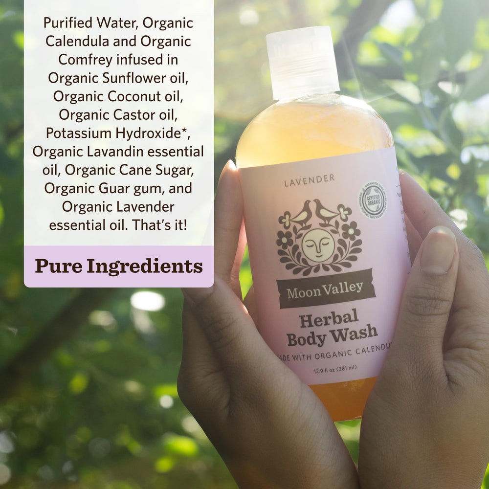 Moon Valley Organics ingredient label featuring recognizable natural ingredients.