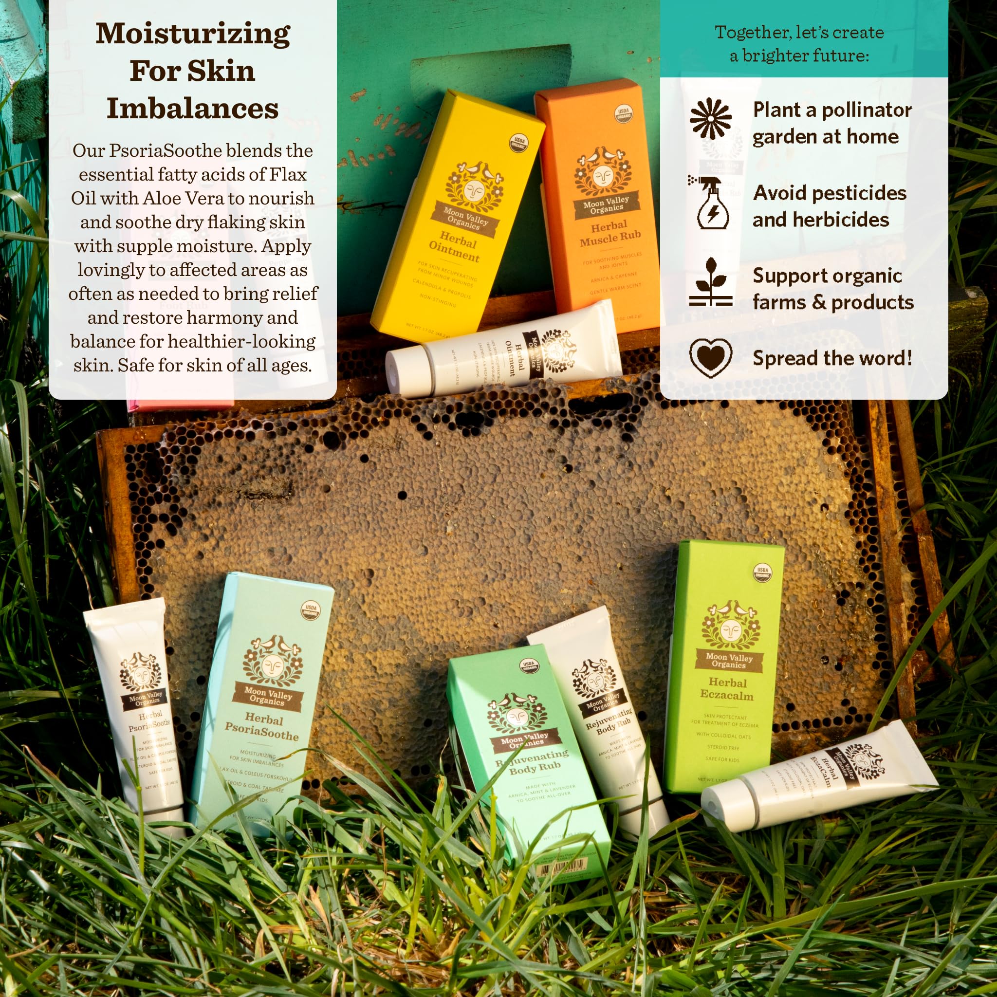 Moon Valley Organics PsoriaSoothe recyclable packaging supports eco-friendly skin care