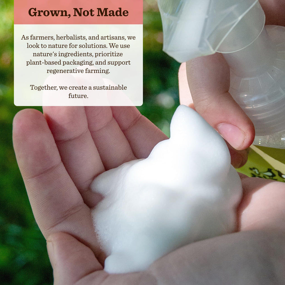 Moon Valley Organics recyclable bottle symbol communicates eco-friendly packaging.