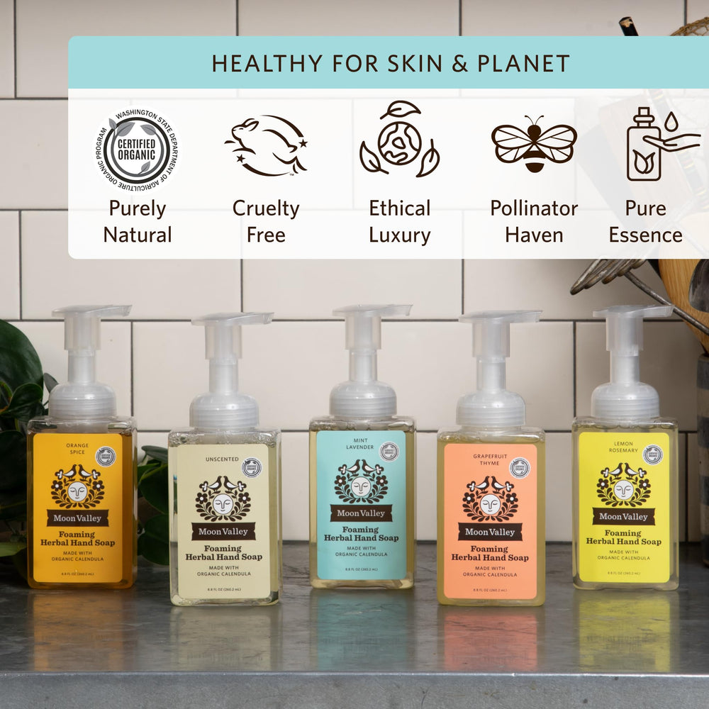 Moon Valley recyclable bottle symbol on packaging, signaling eco-friendly disposal.