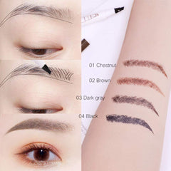 MoonKong brow pen showing natural stroke technique for fuller brows.