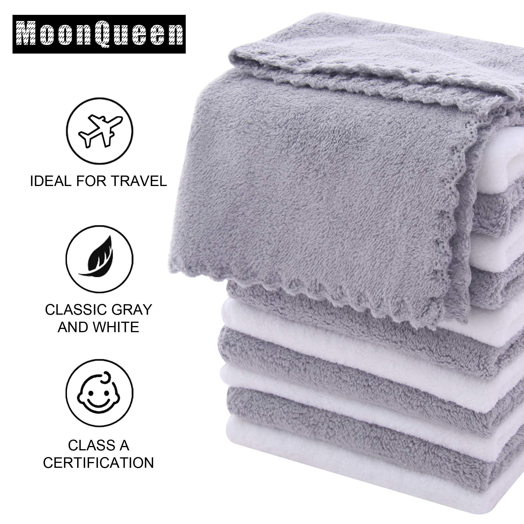 MOONQUEEN gray and white cloth duo adds style to your vanity.