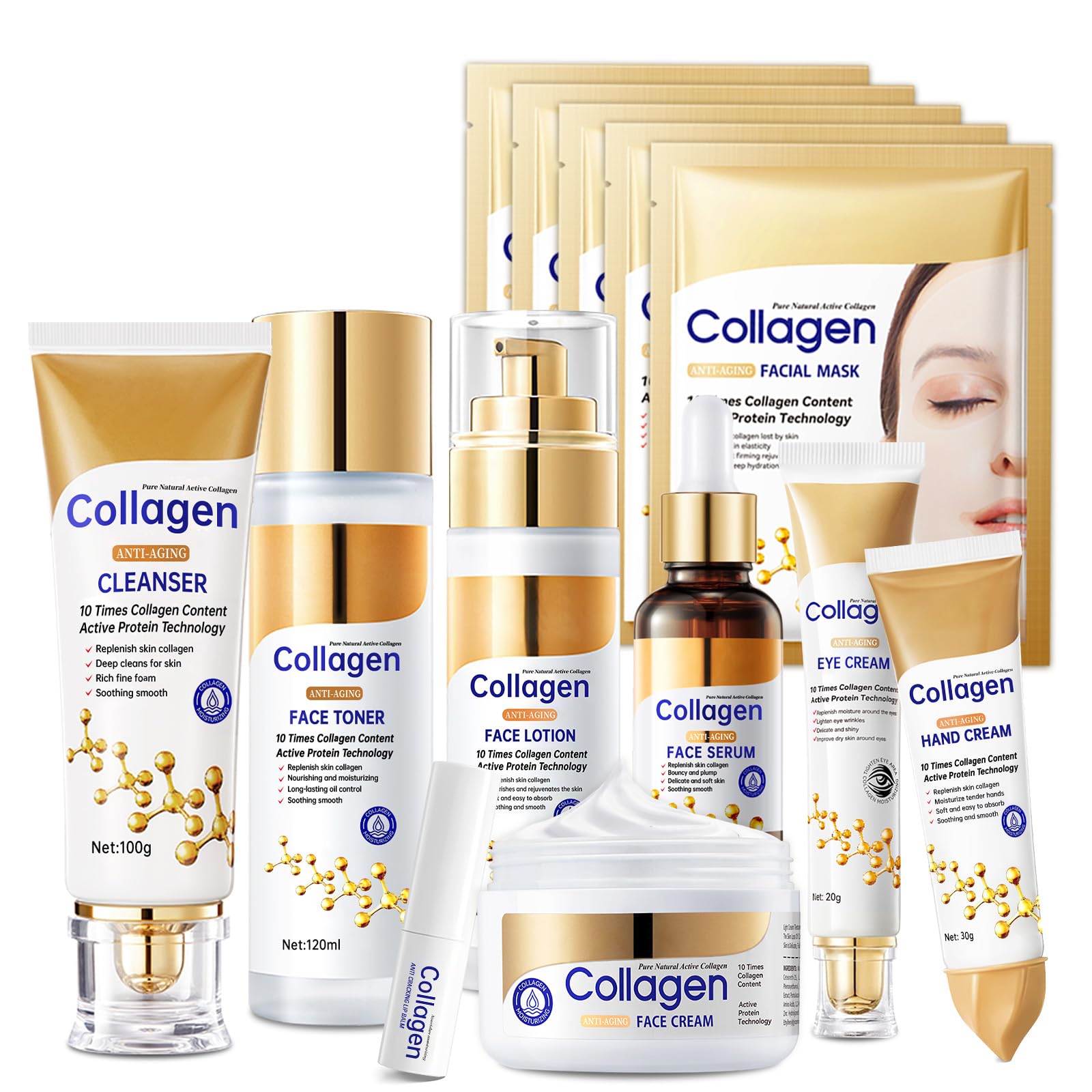 Mopayzer Collagen Skin Care Set 13-piece kit packshot for a complete daily routine.