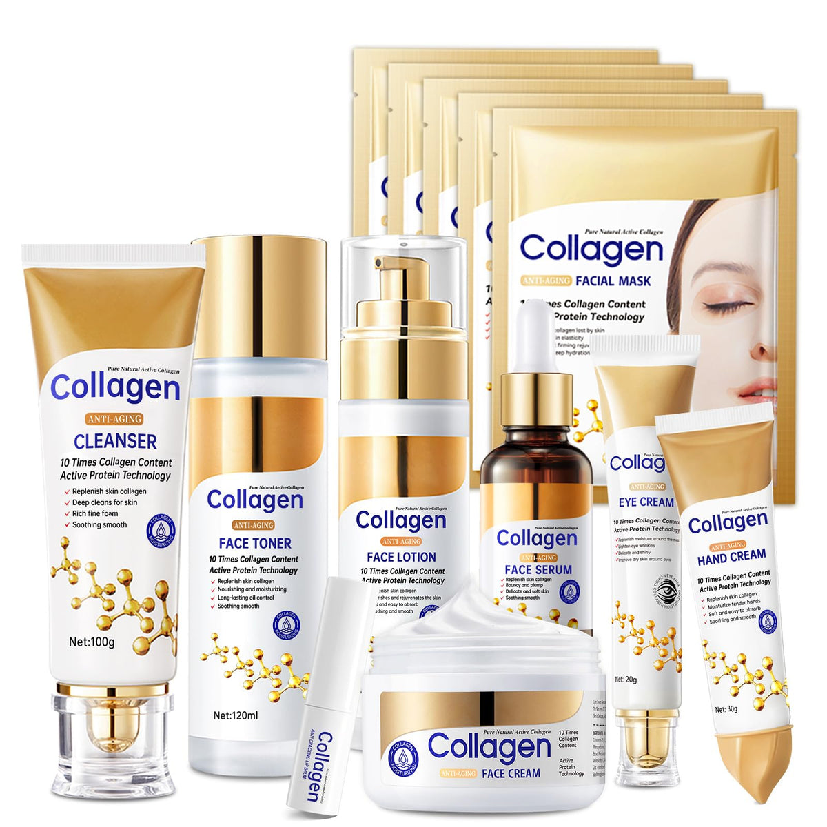 Mopayzer Collagen Skin Care Set 13-piece kit packshot for a complete daily routine.