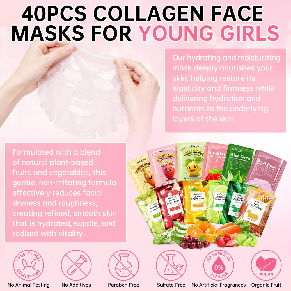Mopayzer fruit and vegetable masks offer vitamin-rich nourishment for radiant skin.
