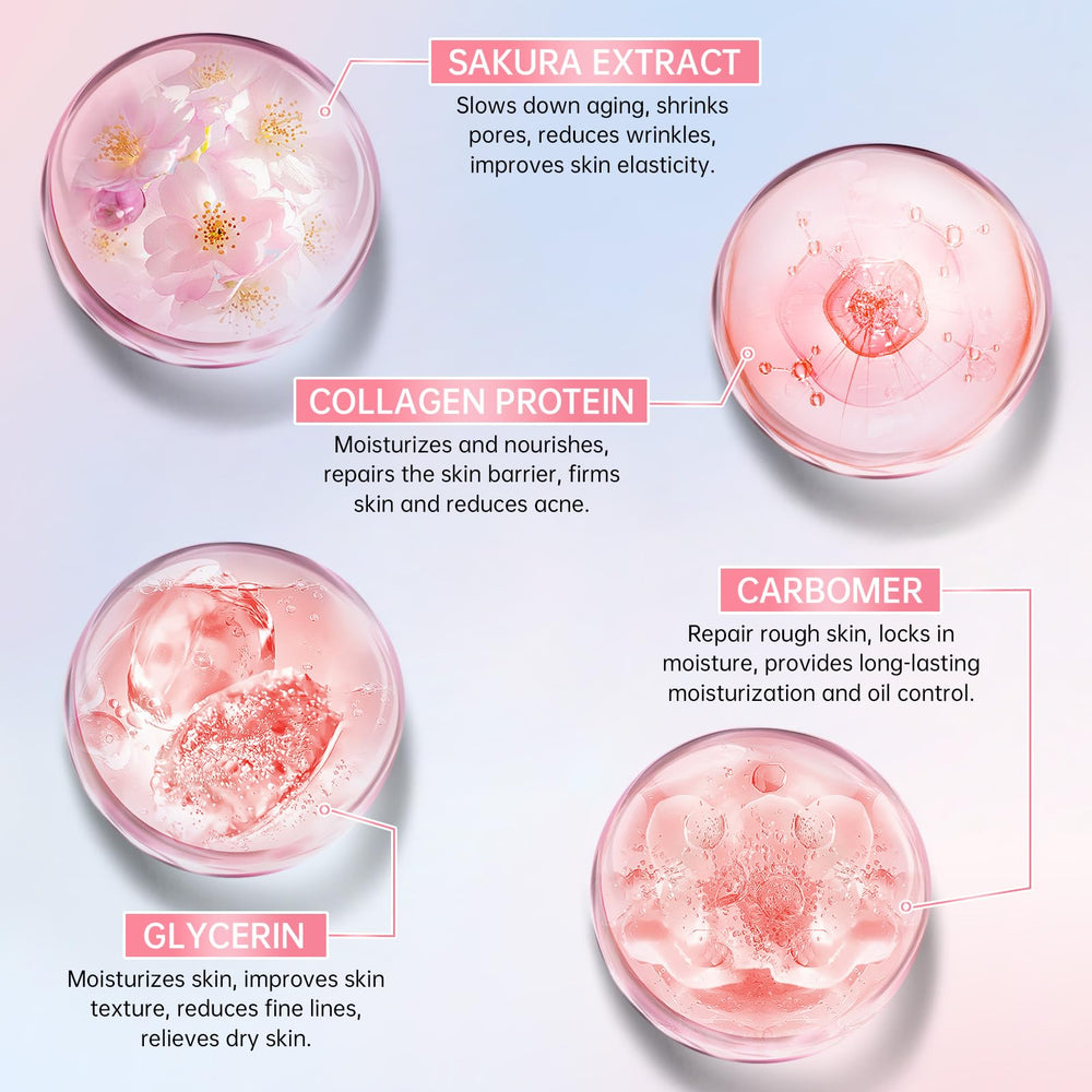 Mopayzer Sakura serum bottle targets smoothness and glow with lasting moisture.