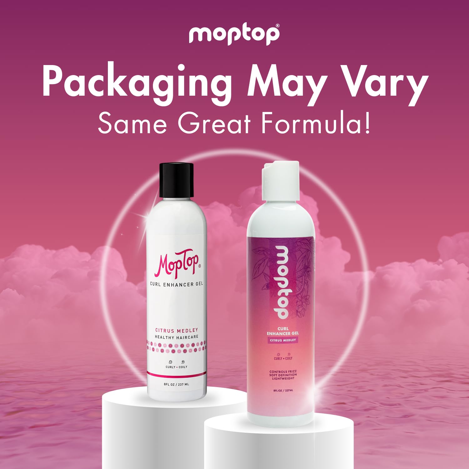MopTop Curl Enhancer Gel close-up highlighting smooth texture.