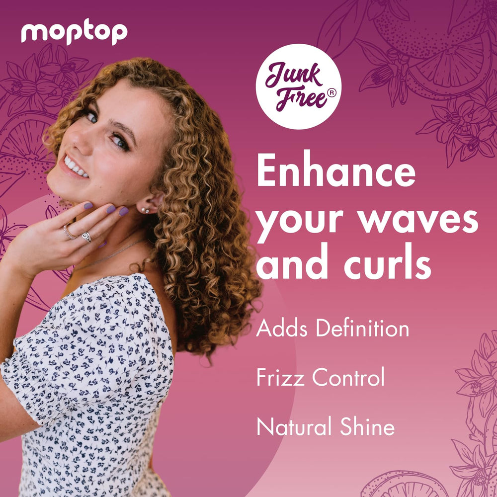 MopTop Curl Enhancer Gel texture swatch demonstrates lightweight hold.