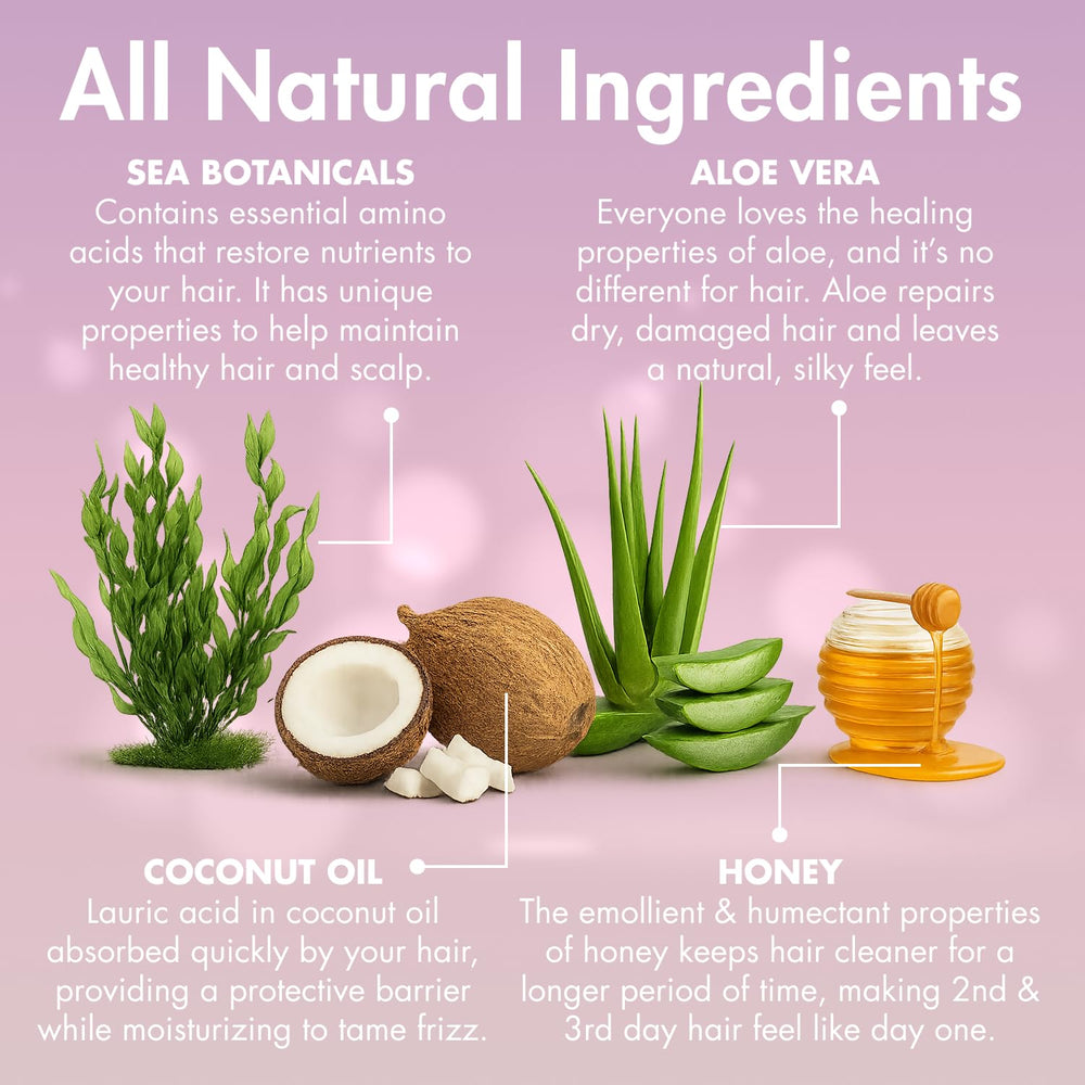 MopTop natural botanicals featuring honey, aloe, and sea botanicals in formula.