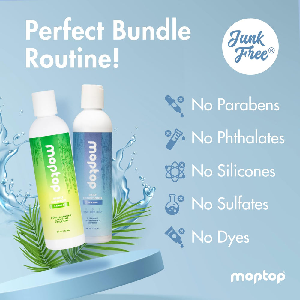 MopTop natural formula label highlights paraben and sulfate free.