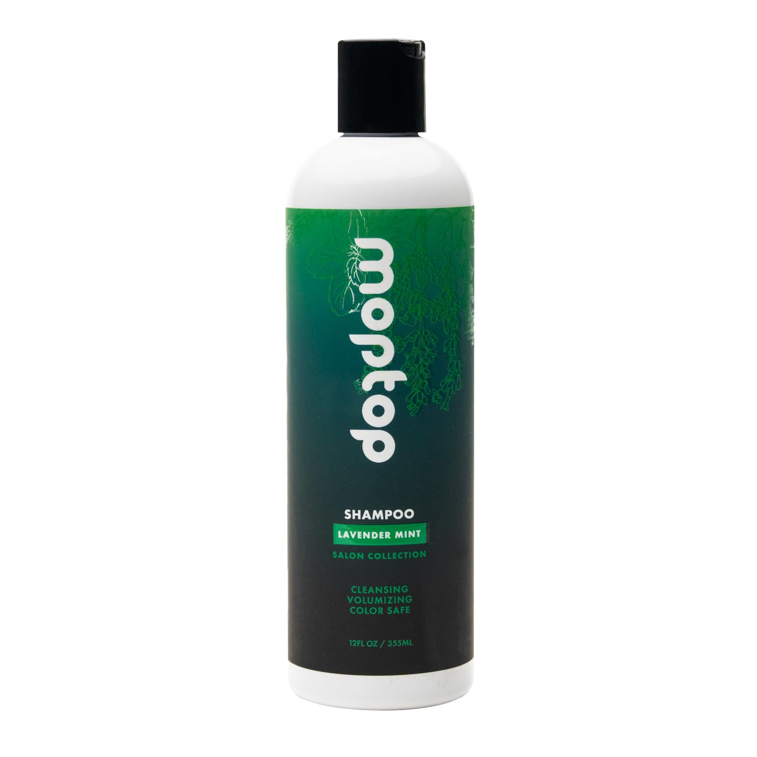MopTop Salon Gentle Shampoo bottle shows color-safe cleansing for all hair types.