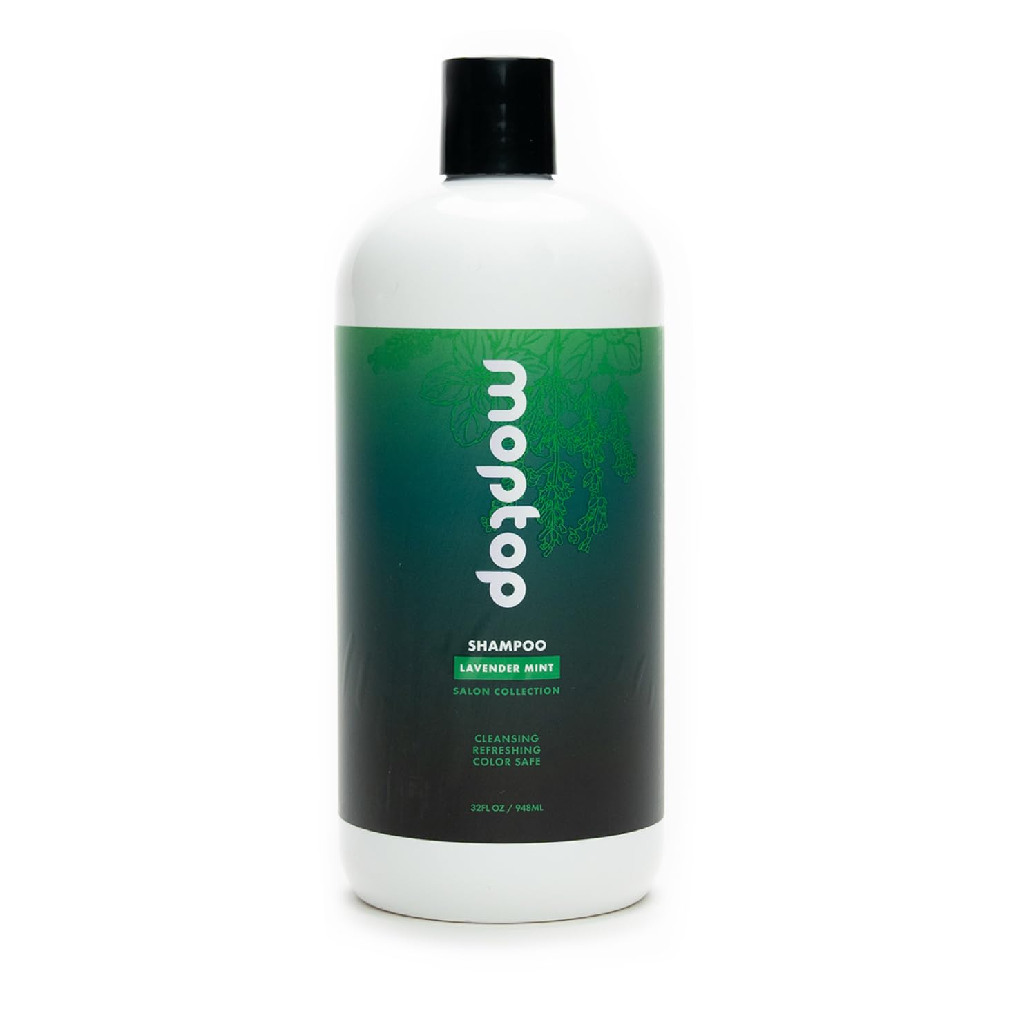 MopTop Salon Gentle Shampoo bottle showing frizz control and color-safe cleanse.