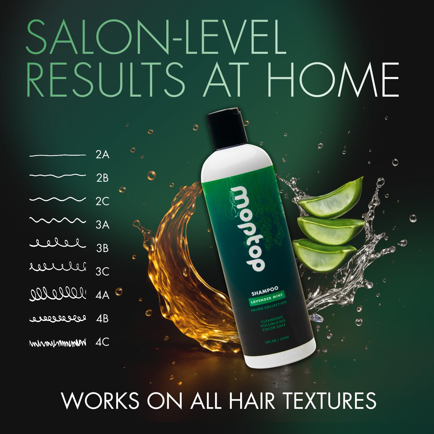 MopTop shampoo is applied to the scalp for even distribution and nourishment.