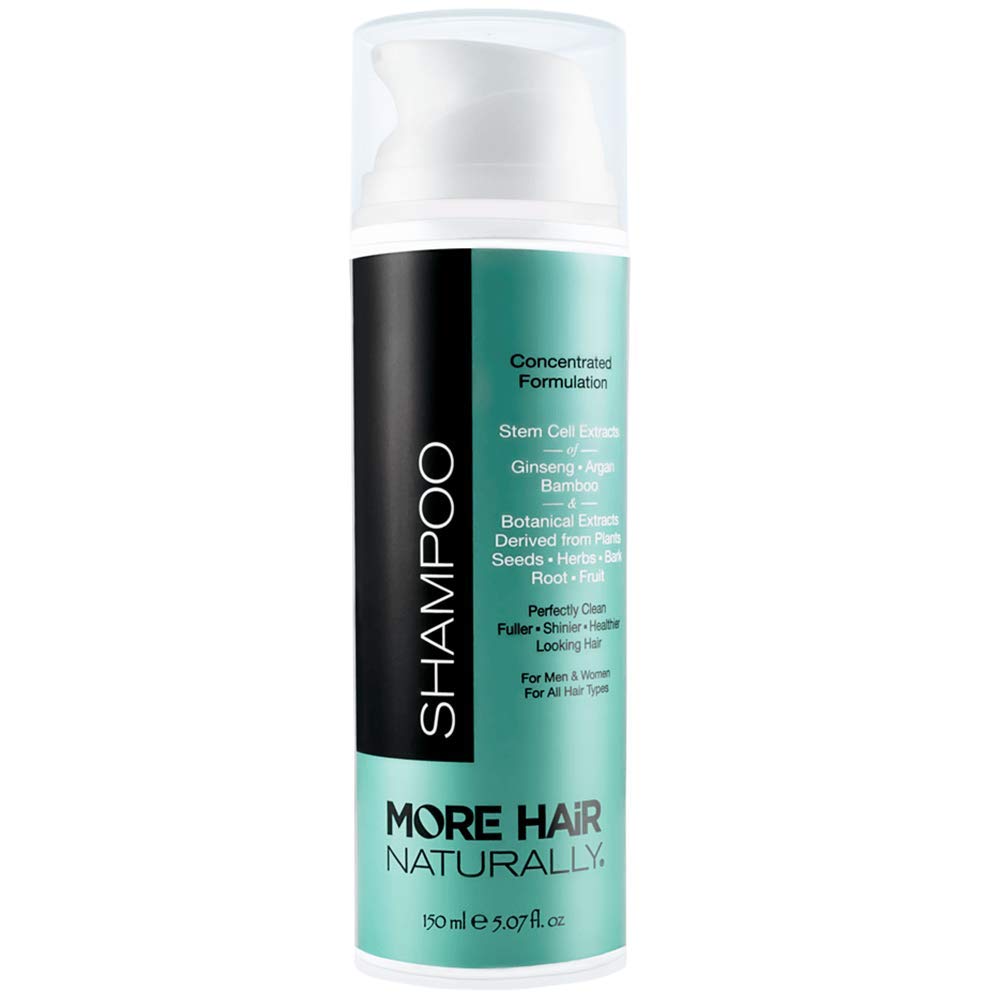 More Hair Naturally Triple Stem Cell Shampoo bottle for fuller-looking hair