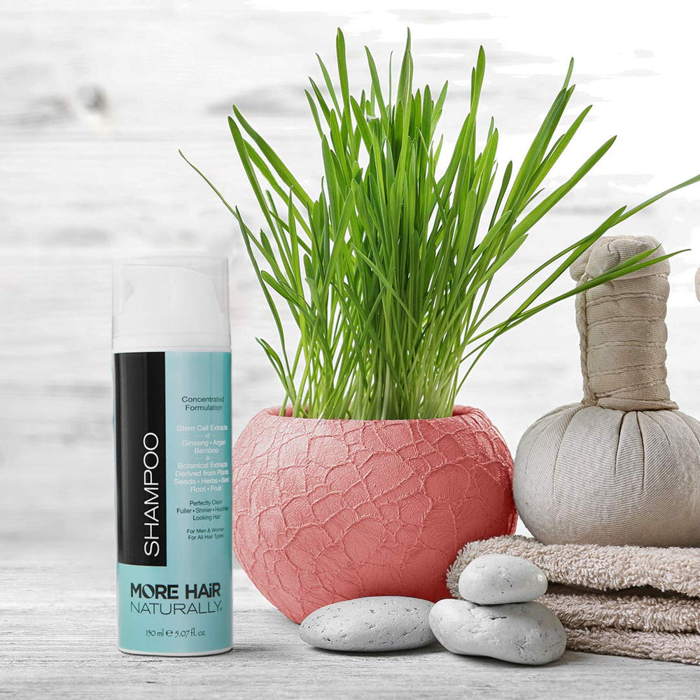 More Hair Naturally packaging box emphasizes vegan, organic formula and ethics
