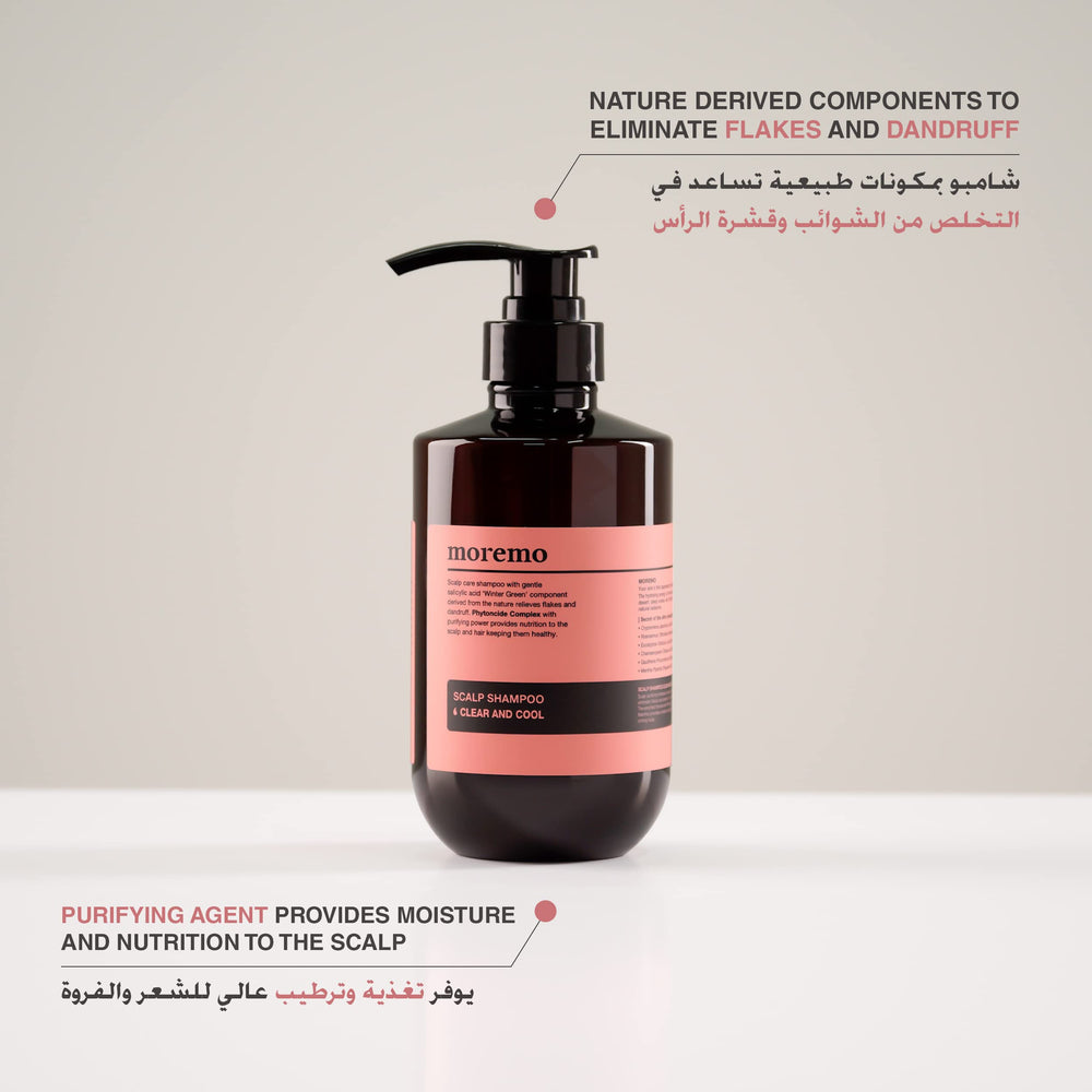 Moremo scalp shampoo application scene showing tingle and soothing sensation