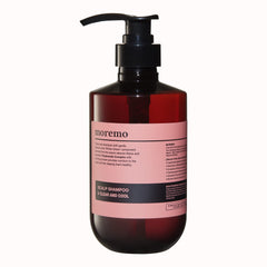 Moremo scalp shampoo bottle with clear and cool formula for refreshing scalp cleansing