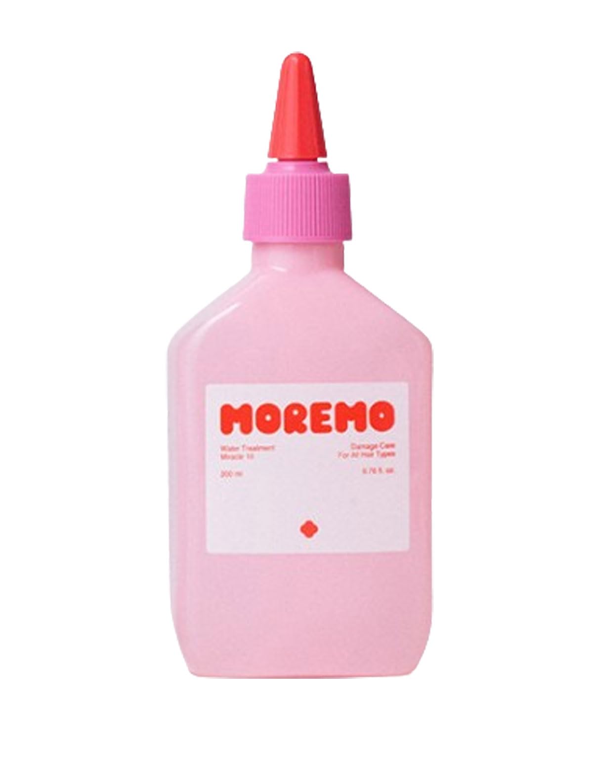 Moremo Water Treatment Miracle 10 bottle pour moisturizes damaged hair.