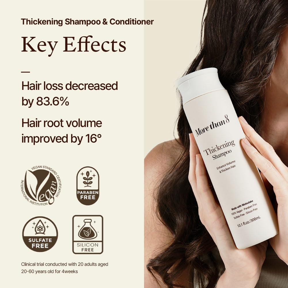 Close-up Matsutake in Morethan8 shampoo highlighting natural extract benefits