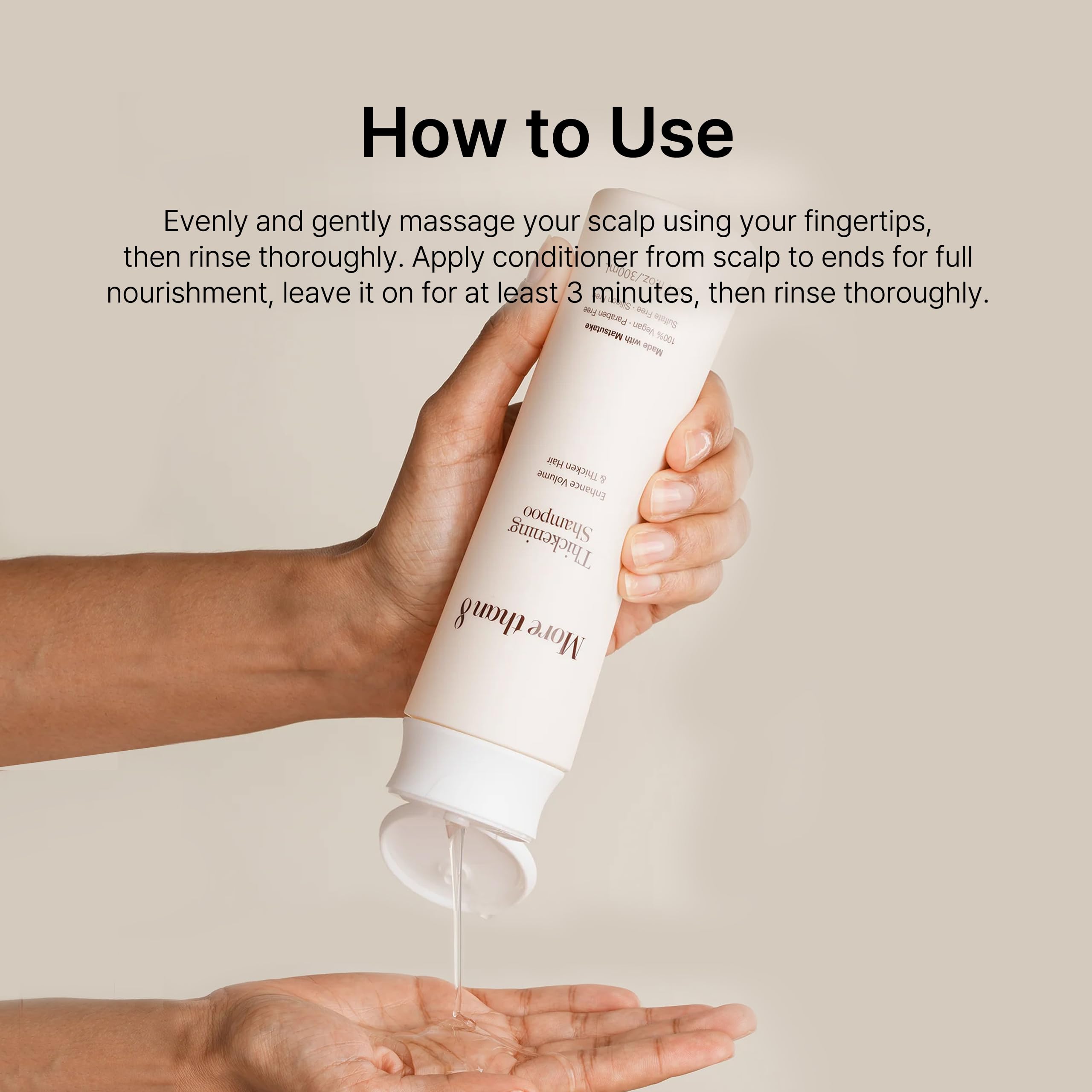 Close-up of Morethan8 ingredients with Matsutake and botanicals for scalp nourishment