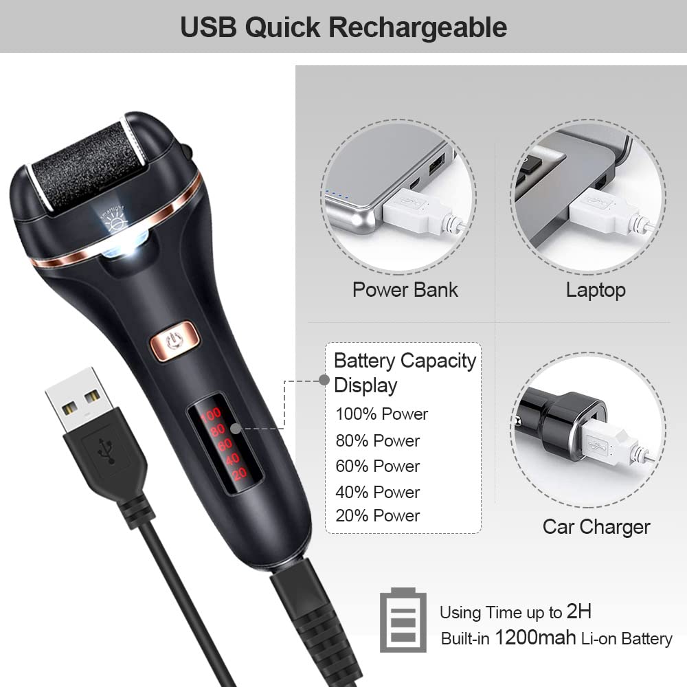 Morevac electric foot file with three roller heads for varied skin care.