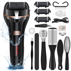 Morevac electric foot file with LED display for easy power checks.