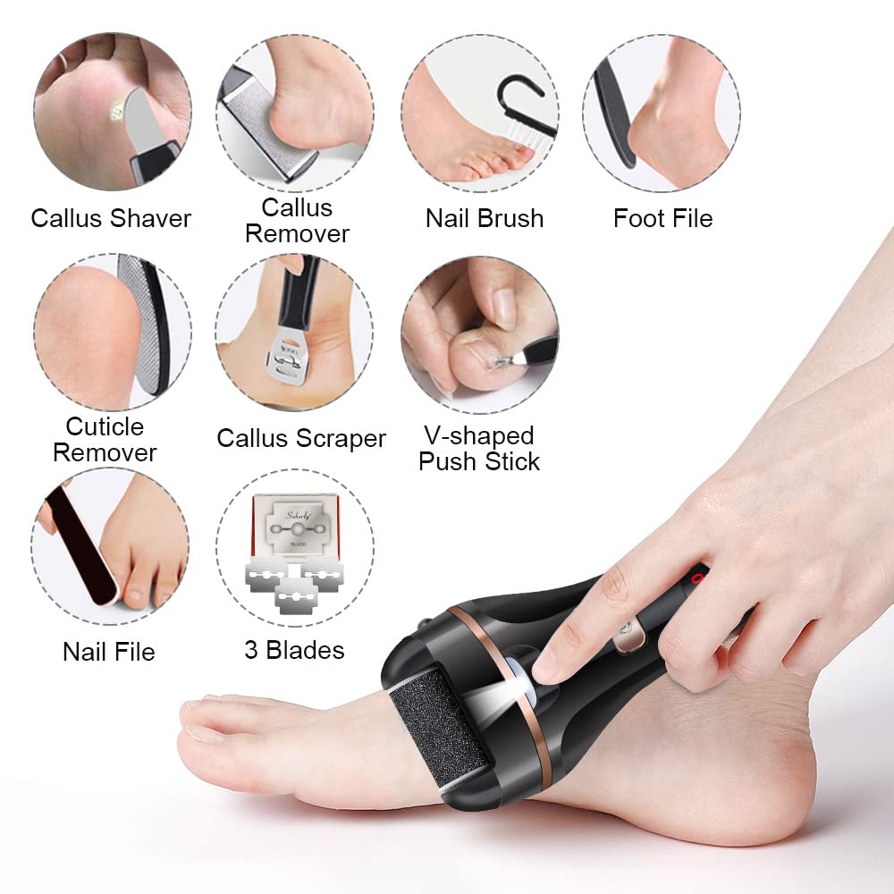 Morevac foot file offers two speeds for delicate and tough skin care.